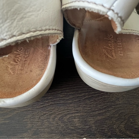 Clarks Clarene Prima Leather Wedge White Sandals Size 9.5 - Picture 11 of 15